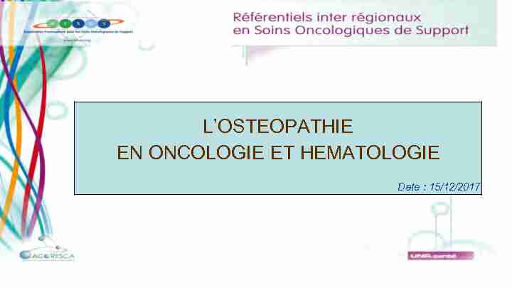 L’OSTEOPATHIE EN ONCOLOGIE ET HEMATOLOGIE - Ressources