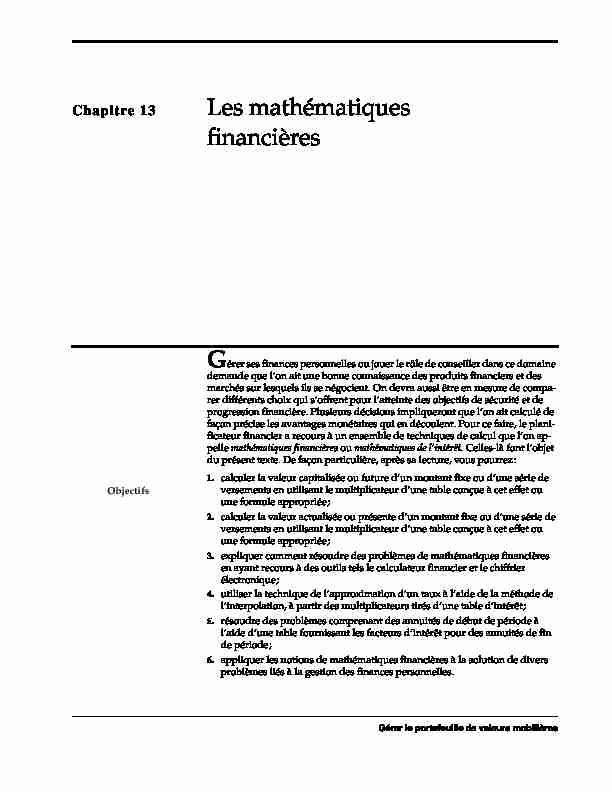 [PDF] Les mathématiques financières