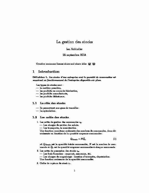 [PDF] La gestion des stocks - Institut de Mathématiques de Toulouse