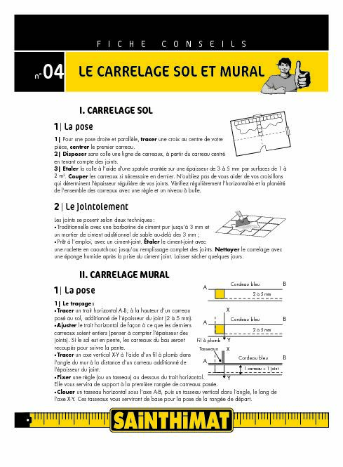 [PDF] LE CARRELAGE SOL ET MURAL - Sainthimat