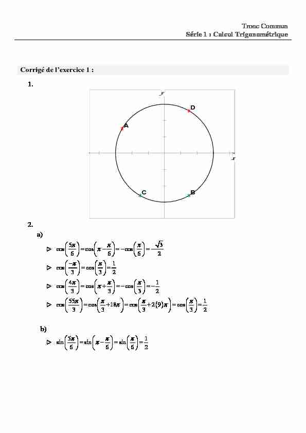 Série 1 calcul trigonométrique