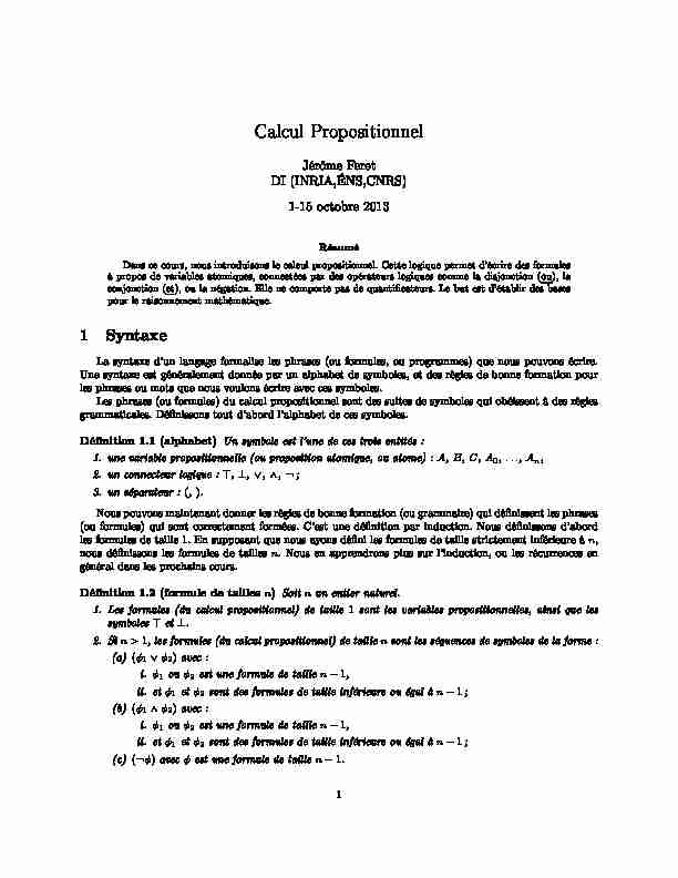 [PDF] Calcul Propositionnel - DI ENS