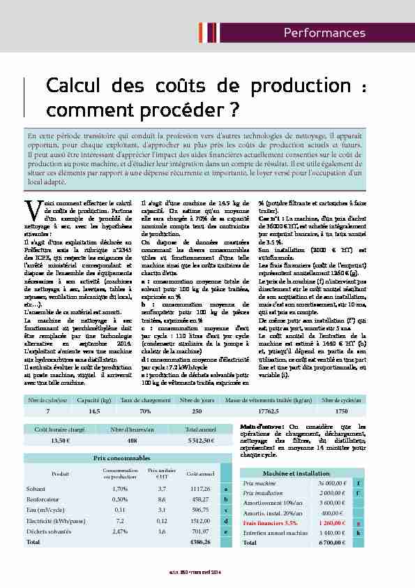 [PDF] Calcul des coûts de production : comment procéder ? - CTTN Iren