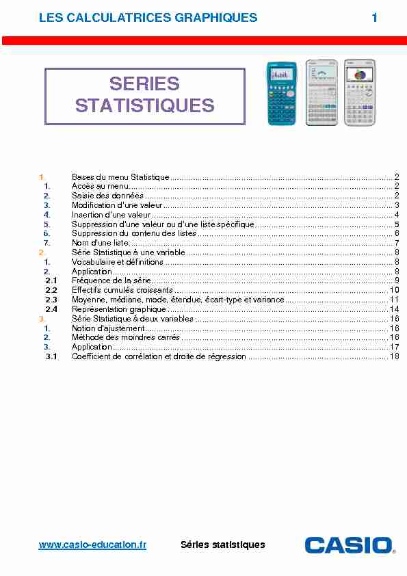 [PDF] SERIES STATISTIQUES - Casio Education