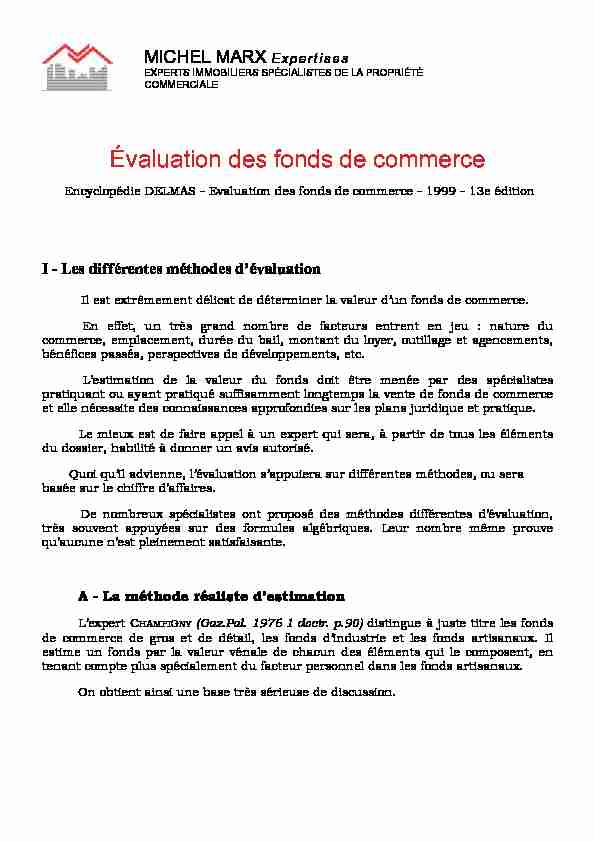 [PDF] Évaluation des fonds de com - Michel Marx Expertises