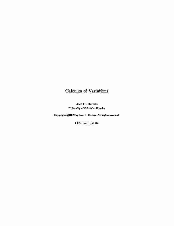 Calculus of Variations - Physics Courses