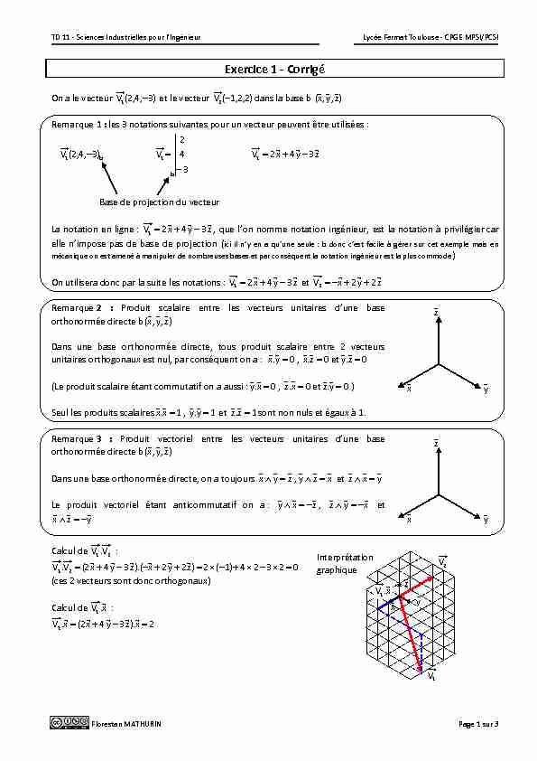 [PDF] TD 11 - Calcul vectoriel - Corrigé_2018_V2 - Florestan