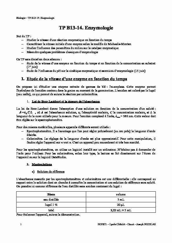 [PDF] TP B13-14 Enzymologie - Joseph Nicolas – SVT