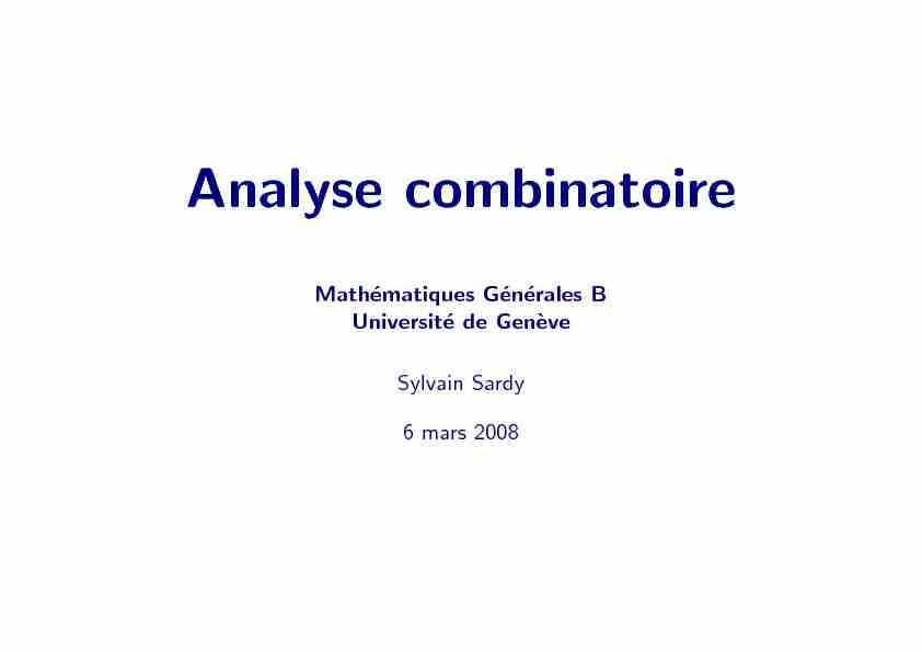 Analyse combinatoire