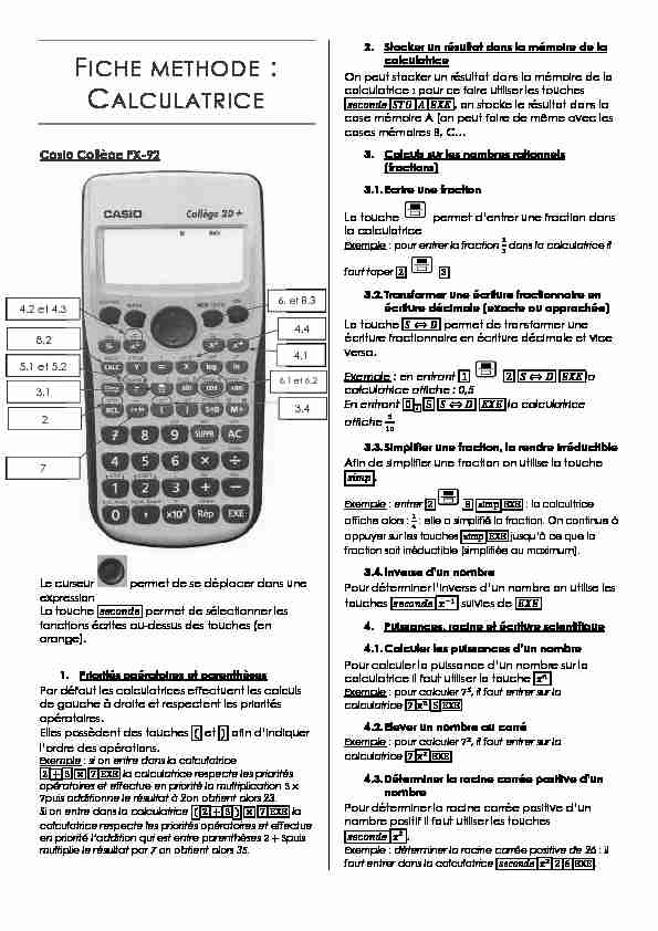 [PDF] Fiche méthode_calculatrices - COLLEGE ANTOINE MEILLET