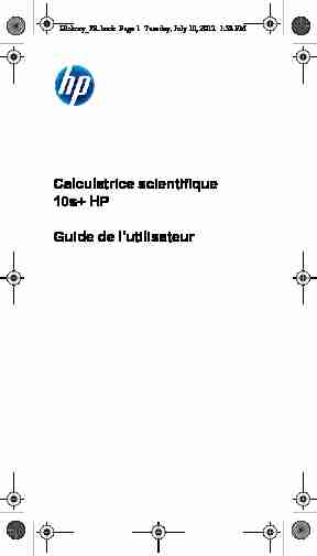Calculatrice scientifique 10s  HP Guide de lutilisateur