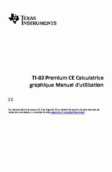 TI-83 Premium CE Calculatrice graphique Manuel dutilisation