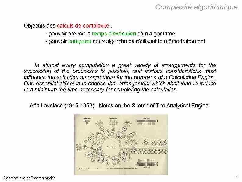[PDF] Complexité algorithmique - MIS