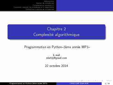 [PDF] Chapitre 2 Complexité algorithmique