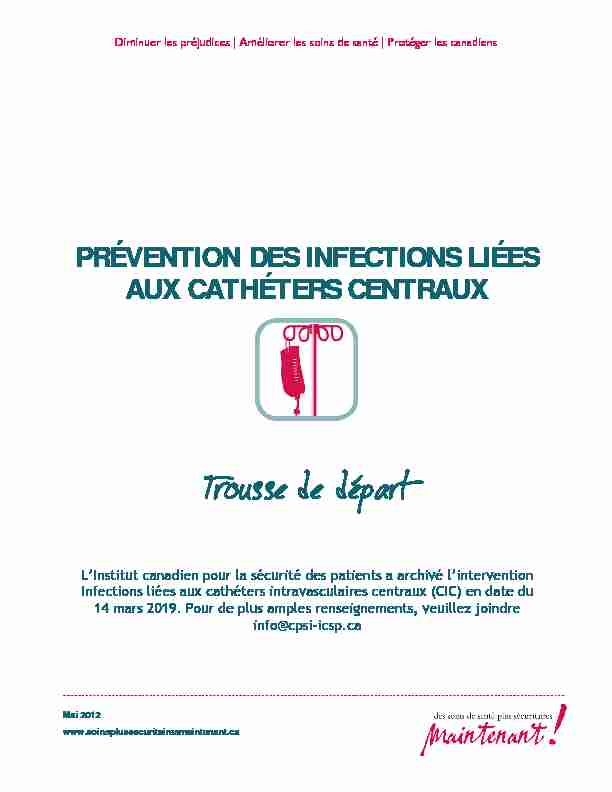 Trousse de départ: prévention des infections liées aux cathéters