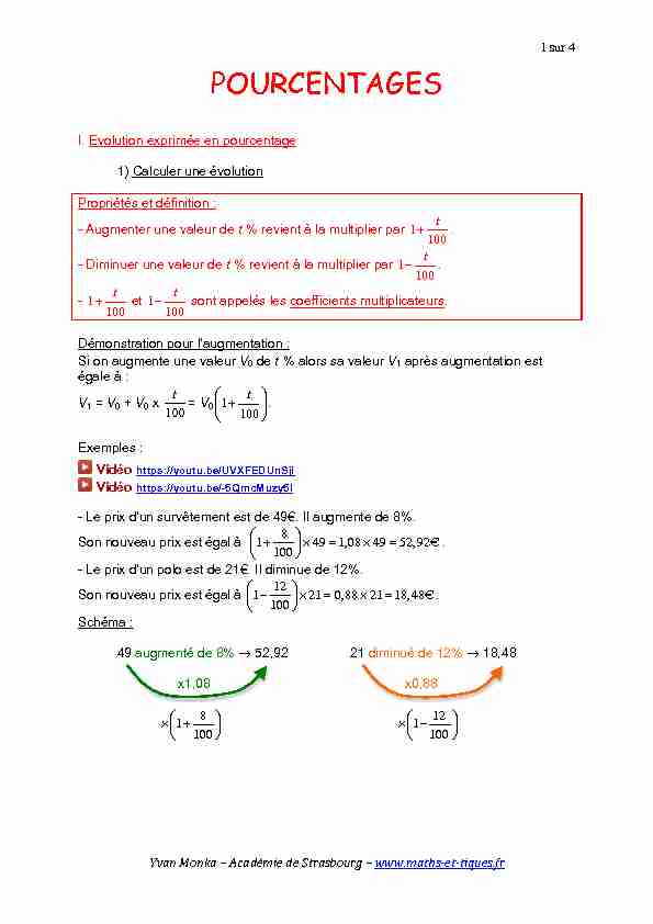 [PDF] POURCENTAGES - maths et tiques