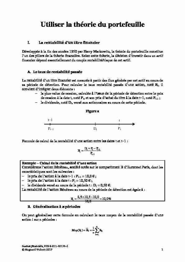 [PDF] Utiliser la théorie du portefeuille - Vuibert