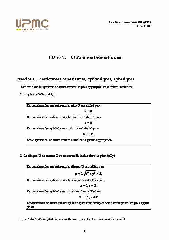 [PDF] TD no 1 Outils mathématiques