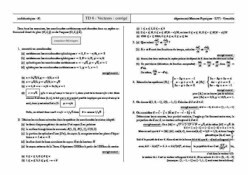 [PDF] TD 6 : Vecteurs : corrigé
