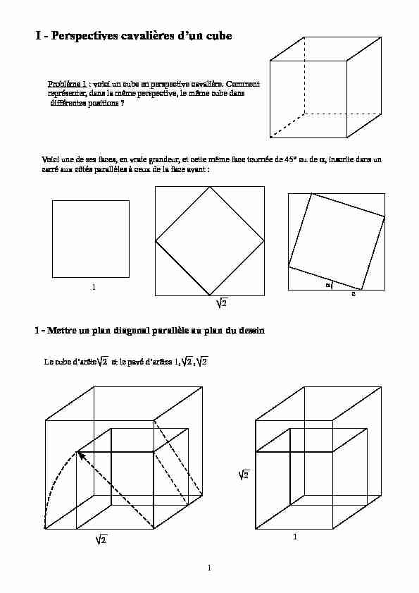 I - Perspectives cavalières dun cube