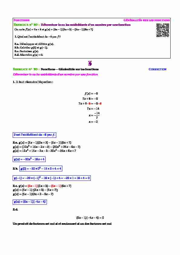 [PDF] Déterminer le ou les antécédents dun nombre par une fonction