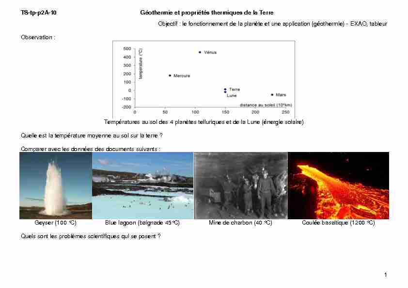 [PDF] TS-tp-p2A-10 Géothermie et propriétés thermiques de la Terre 1