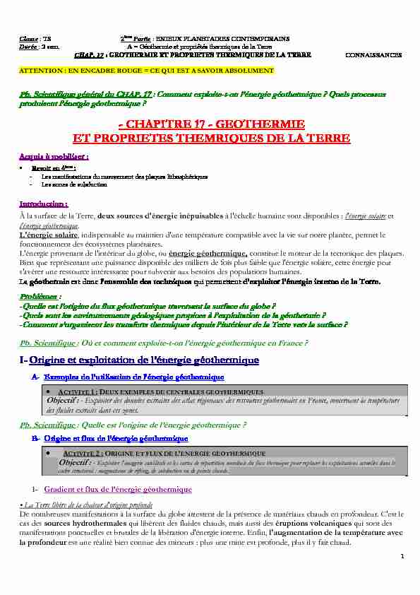 [PDF] Géothermie et propriétés thermiques de la Terre - AlloSchool