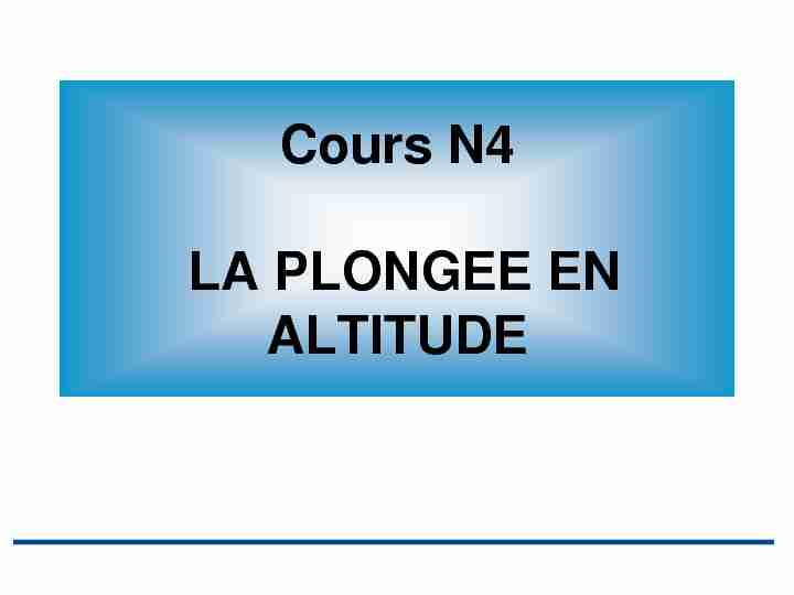 Cours N4 LA PLONGEE EN ALTITUDE - chan-honfleurorg