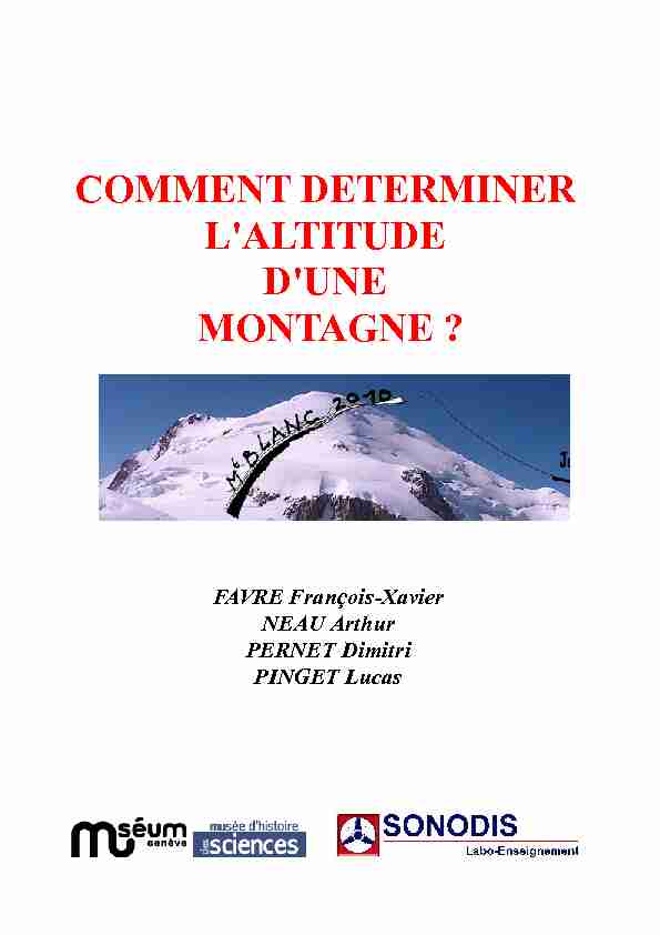COMMENT DETERMINER L'ALTITUDE D'UNE MONTAGNE