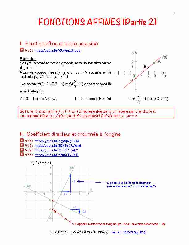 FONCTIONS AFFINES (Partie 2) - Maths & tiques