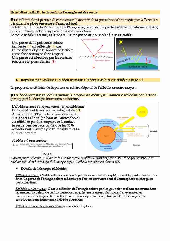 [PDF] II/ le bilan radiatif : le devenir de lénergie solaire reçue