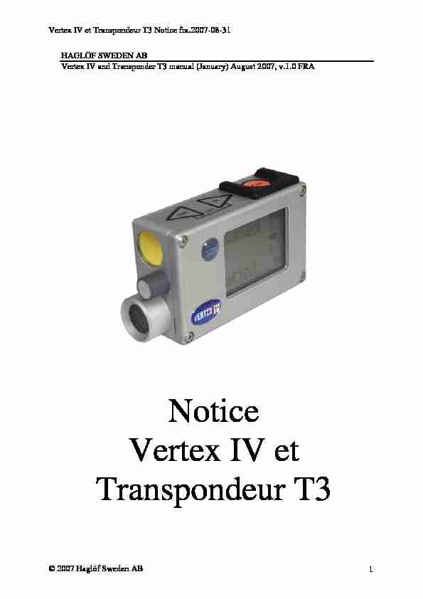 Notice Vertex IV et Transpondeur T3
