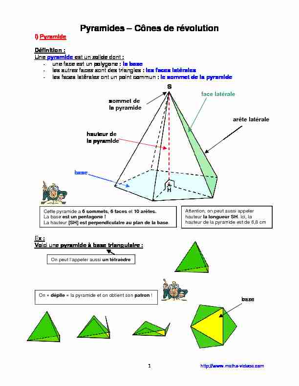 Pyramides – Cônes de révolution - AlloSchool
