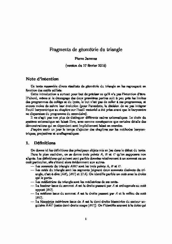 [PDF] Fragments de géométrie du triangle
