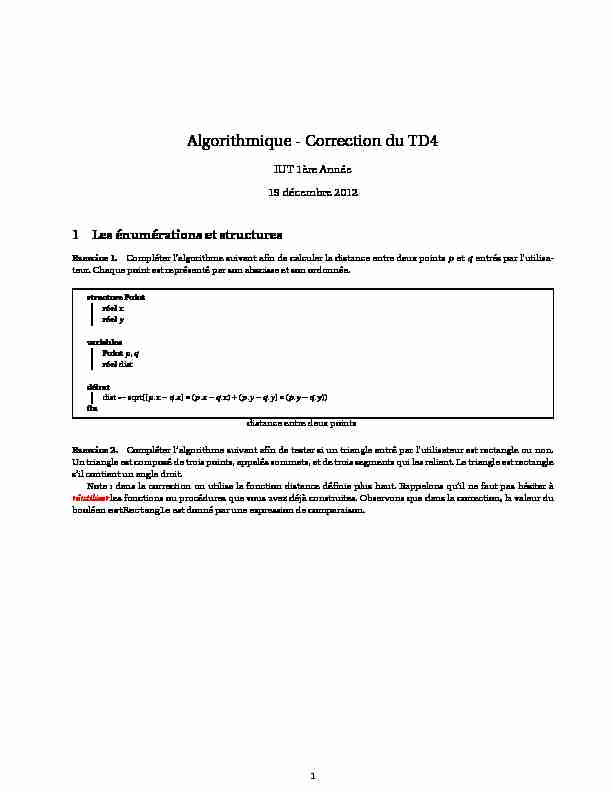 Algorithmique - Correction du TD4