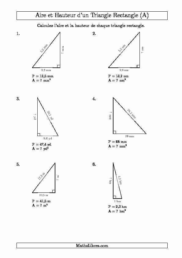 Fiche synthèse 6 : Relations métriques dans un triangle rectangle