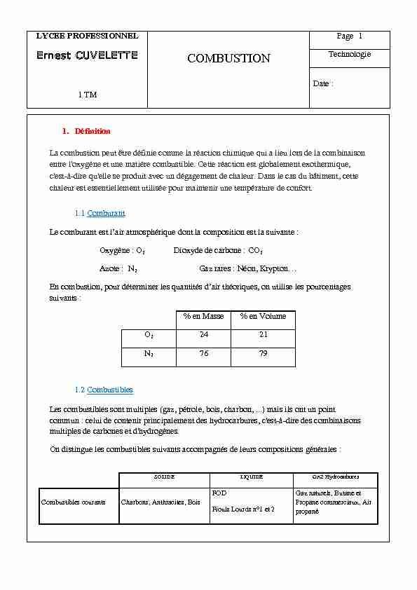 combustion prof - Accueil