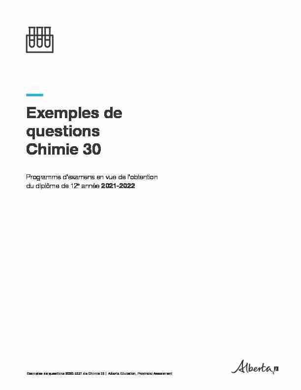 Exemples de questions 2020-2021 de Chimie 30