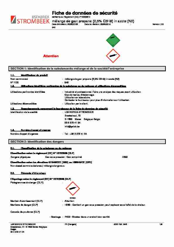 [PDF] Fiche de données de sécurité - mélange de gaz - Ijsfabriek Strombeek