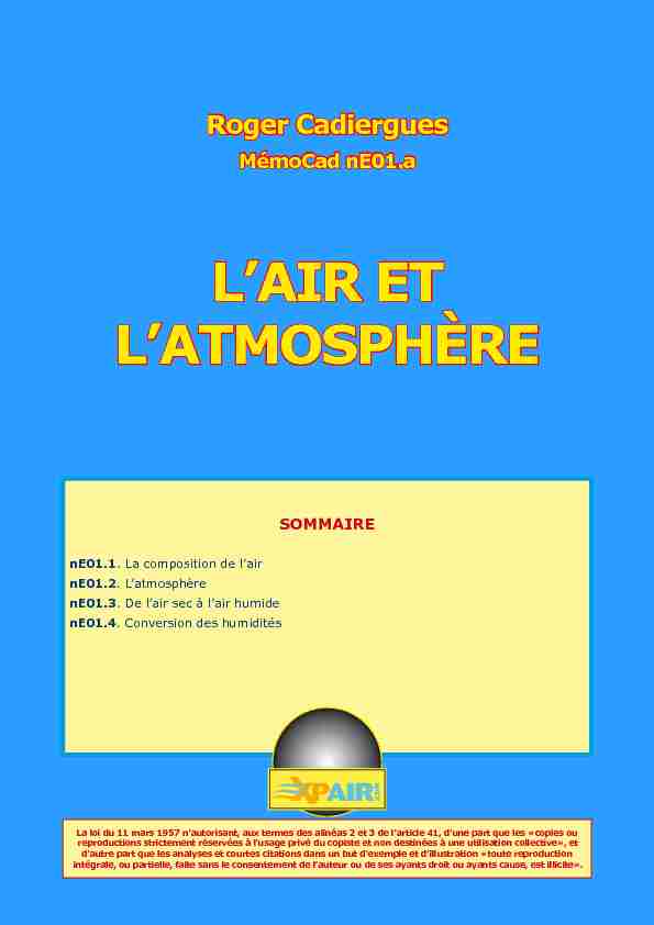 [PDF] LAIR ET LATMOSPHÈRE