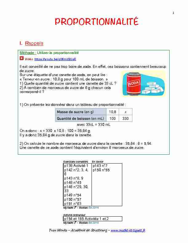 [PDF] PROPORTIONNALITÉ - maths et tiques
