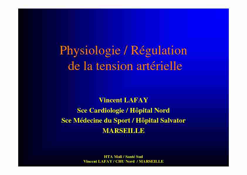 Physiologie / Régulation de la tension artérielle