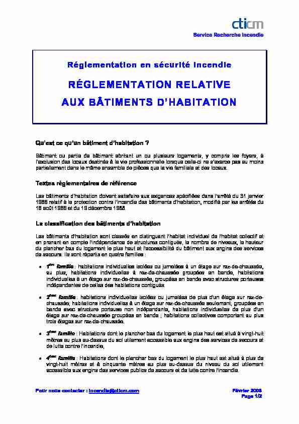 [PDF] RÉGLEMENTATION RELATIVE AUX BÂTIMENTS DHABITATION