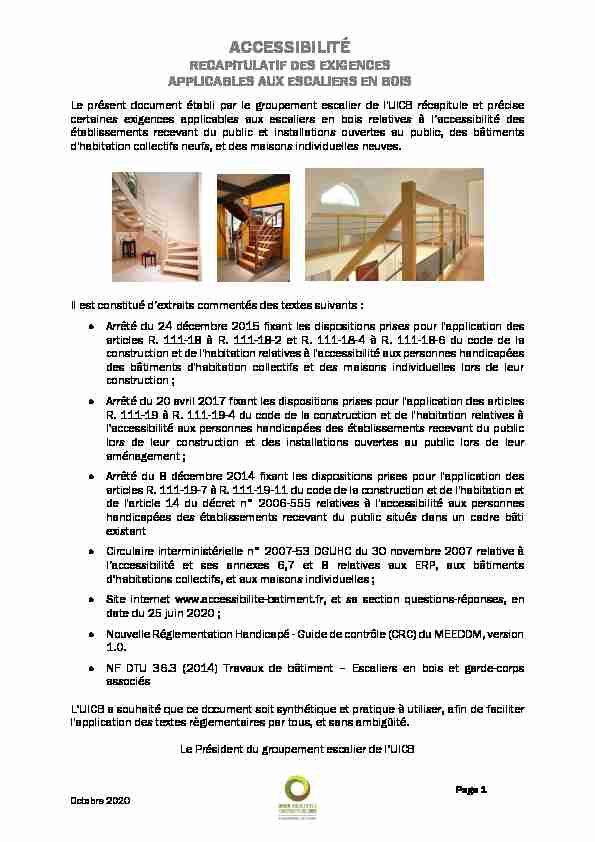 [PDF] recapitulatif des exigences applicables aux escaliers en bois - UICB