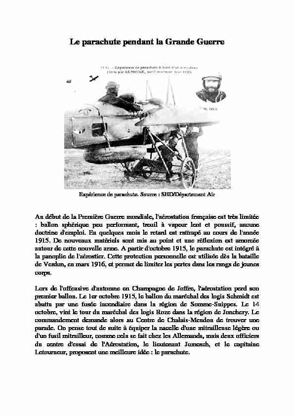 [PDF] Le parachute pendant la Grande Guerre - Horizon 14-18