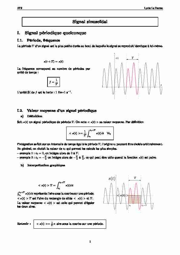 [PDF] Signal sinusoïdal I Signal périodique quelconque