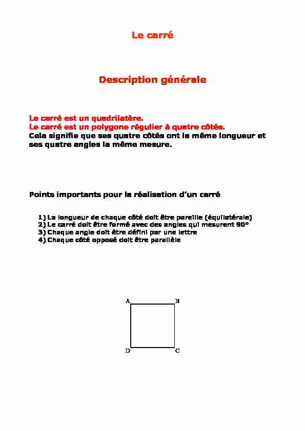 [PDF] Le carré Description générale