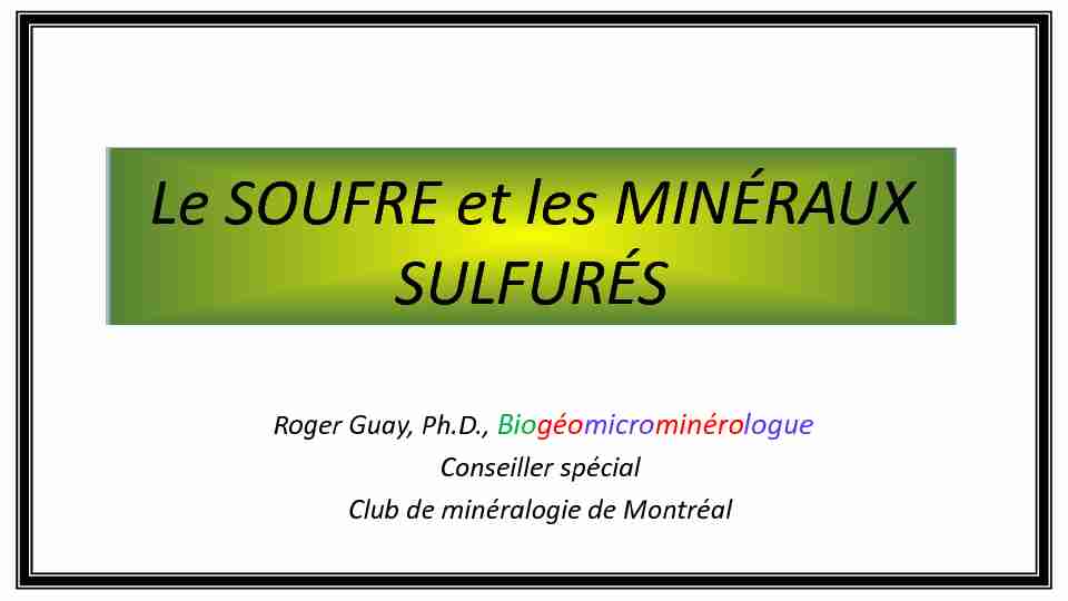[PDF] Soufre-et-sulfurespdf - Club de Minéralogie de Montréal