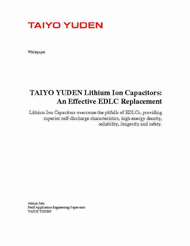 TAIYO YUDEN Lithium Ion Capacitors: An Effective EDLC