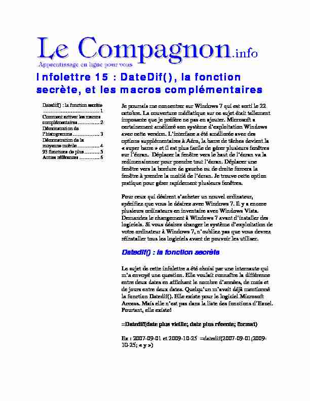 [PDF] Datedif() - Le compagnoninfo